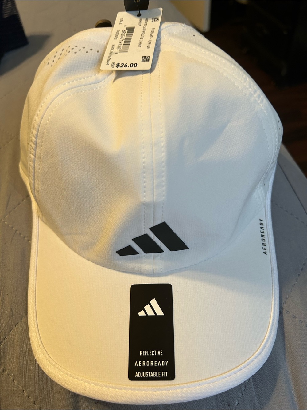 adidas White Aeroready Performance Cap with Reflective Logo